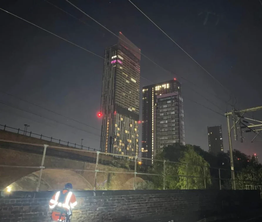 Rail infrastructure access works at night in Manchester